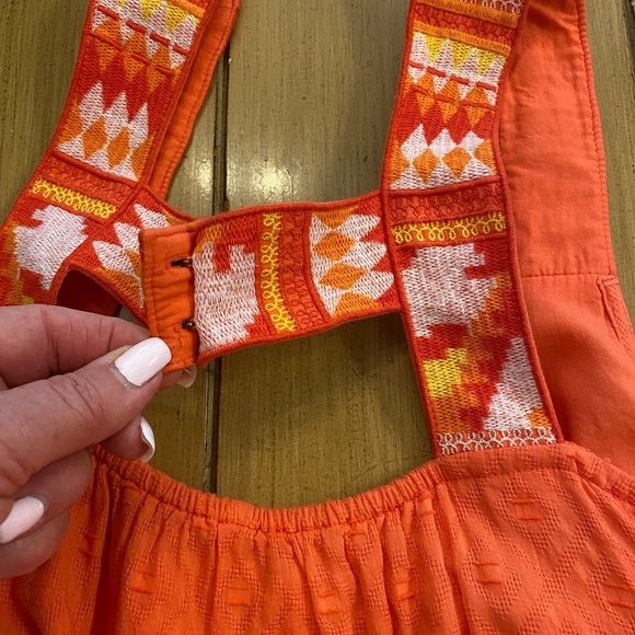 Anthropologie Orange Sleeveless Mini Dress New without tag size XS cotton pocket - Picture 6 of 12